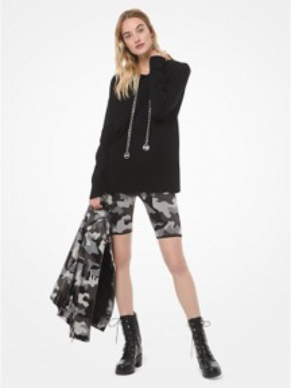 MICHAEL KORS - MK Logo Chain Stretch-Cotton Hoodie